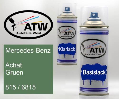 Mercedes-Benz, Achat Gruen, 815 / 6815: 400ml Sprühdose + 400ml Klarlack - Set, von ATW Autoteile West.